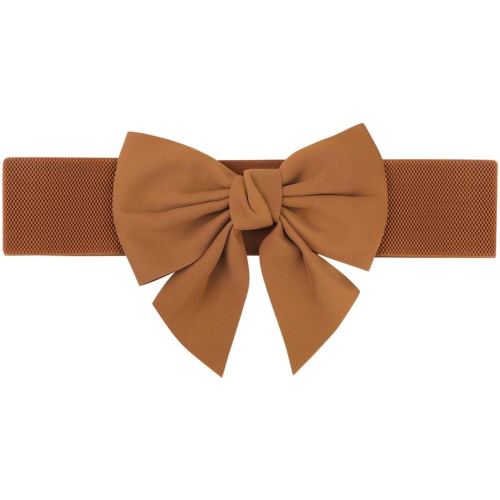 Plus Size Elastic Wide Belt Dress Bowknot Waistband Decoration Belts Brown